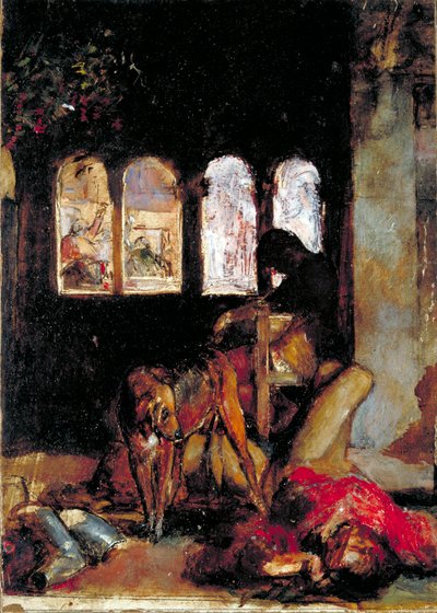 رسم تخطيطي لـ "عشية القديسة أغنيس" ، c1847 بواسطة وليام هولمان هانت