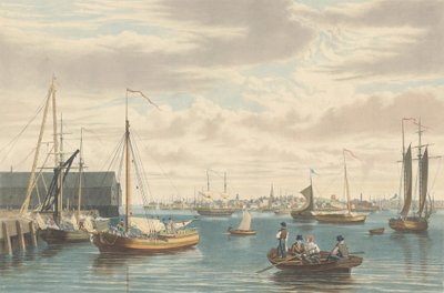 بوسطن: من دار السفينة ويست إند أوف ذا نيفي يارد ، نُشر عام 1833. بواسطة وليام جيمس بينيت