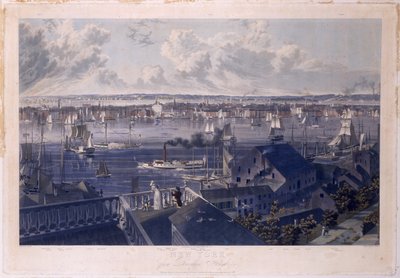 نيويورك من بروكلين هايتس ، 1837 (الحفر الملون والألوان المائية) بواسطة وليام جيمس بينيت