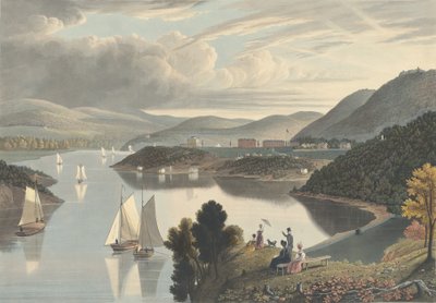 ويست بوينت ، من أعلى وادي واشنطن: النظر إلى أسفل النهر ، نُشر عام 1834. بواسطة وليام جيمس بينيت