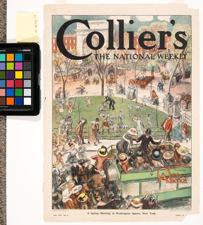 صباح ربيعي في ميدان واشنطن ، نيويورك ، رسم توضيحي من "Collier