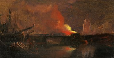 أعمال شغب بريستول: حرق رسوم التعرفة على جسر شارع الأمير مع سانت ماري ريدكليف ، حوالي عام 1831 (زيت على ورق) بواسطة وليام جيمس مولر