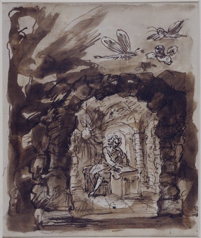 Alexander Pope in his grotto (pen & ink with wash on paper) بواسطة وليام كينت