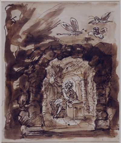 ألكسندر بوب في مغاره ، حوالي عام 1730 (قلم وحبر مع قلم رصاص باللون البني على ورق) بواسطة وليام كينت