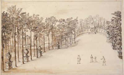 Chiswick, first design for the Exedra (pen & ink and wash on paper) بواسطة وليام كينت