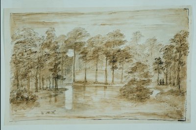 Design for the woodland water garden, seen in the moonlight (pen & ink and wash over pencil on paper) بواسطة وليام كينت