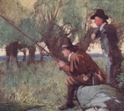 رسم توضيحي لـ The Compleat Angler بواسطة إيزاك والتون (لون ليثو) بواسطة وليام لي هانكي