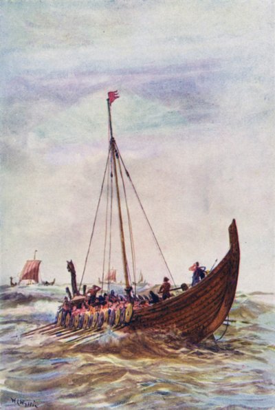 سفينة حربية زمن الملك ألفريد (لون ليثو) بواسطة William Lionel (after) Wyllie