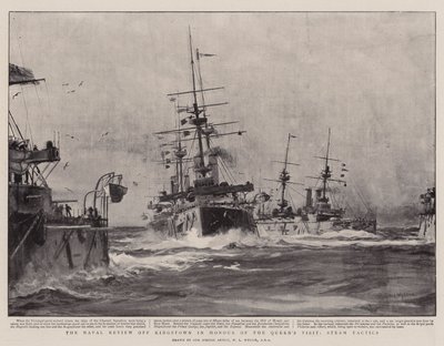 The Naval Review off Kingstown على شرف زيارة الملكة ، تكتيكات البخار بواسطة William Lionel Wyllie