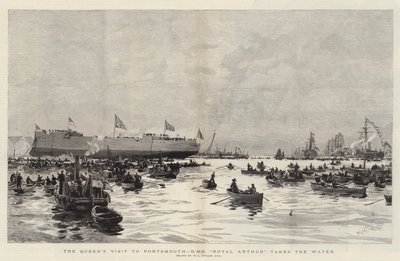 زيارة الملكة لبورتسموث ، HMS Royal Arthur يأخذ الماء بواسطة وليام ليونيل ويلي