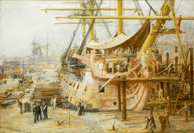 ترميم سفينة "النصر" (HMS Victory)، في حوض السفن في بورتسموث (إنجلترا)، بعد إطلاق عملية تمويل وطنية كبرى لإنقاذ السفينة من انتصار ترافالغار (1805)، وقد أعيدت السفينة إلى المياه في أبريل 1925 بواسطة وليام ليونيل ويلي