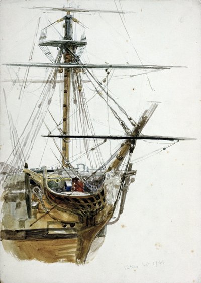 سفينة "النصر"، اختفت عام 1744. لوحة مائية، حوالي عام 1900 بريشة ويليام ليونيل ويلي (1851-1931). بواسطة وليام ليونيل ويلي