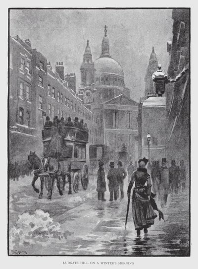 Ludgate Hill في صباح الشتاء (litho) بواسطة وليام لوكير