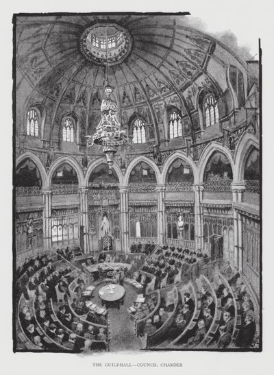 The Guildhall, Council Chamber (litho) بواسطة وليام لوكير
