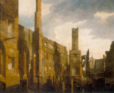 "أطلال البانثيون في شارع أكسفورد بعد الحريق الكارثي في 14 يناير 1792" ، 1792 بواسطة وليام مارلو