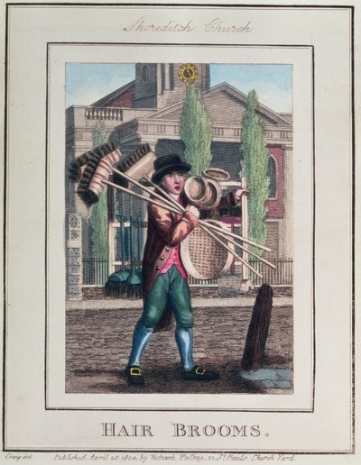 مكانس الشعر ، كنيسة شورديتش ، من "صرخات لندن" ، حانة. بقلم ريتشارد فيليبس (1778-1851) 1804 بواسطة وليام مارشال كريج