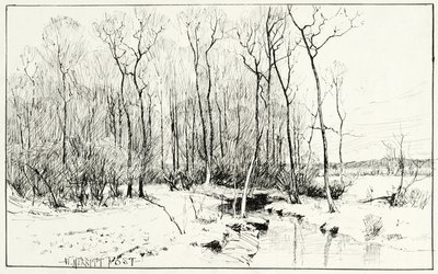 Untitled, winter landscape (pen & ink on paper) بواسطة وليام ميريت تشيس