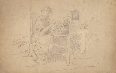 صناعة دانتيل البندقية ، 1877-8 (الجرافيت على ورق مسدود) بواسطة وليام ميريت تشيس