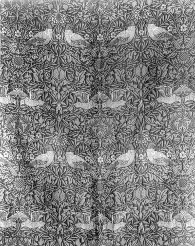 تصميم quot;طائرquot; لويليام موريس (1834-96) (صوف منسوج) (طباعة بالأبيض والأسود) (للاطلاع على الصورة الملونة، انظر 136483) بواسطة وليام موريس