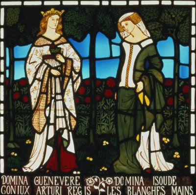 الملكة Guinevere و Isolde من الأيدي البيضاء ، من "قصة تريستان و Isolde" ، William Morris und Co. ، 1850 (زجاج ملون) بواسطة وليام موريس
