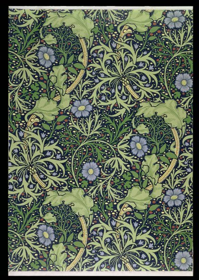 تصميم خلفية الأعشاب البحرية ، طبعه جون هنري ديريل (1860-1932) ، 1901 (ورق جدران) بواسطة وليام موريس