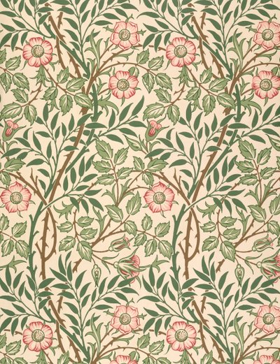 تصميم "Sweet Briar" لورق الحائط ، طبعه John Henry Dearle (1860-1932) 1917 بواسطة وليام موريس