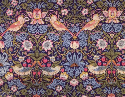 نسيج "The Strawberry Thief" الذي صممه William Morris (1834-96) 1883 (قطن مطبوع) بواسطة وليام موريس