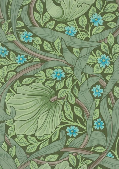 عينة ورق حائط ويليام موريس مع Forget-Me-Nots ، حوالي 1870 (طباعة خشبية ملونة) بواسطة وليام موريس