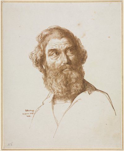 رأس رجل ملتح يحدق إلى يساره ، 1859. بواسطة وليام مولريدي