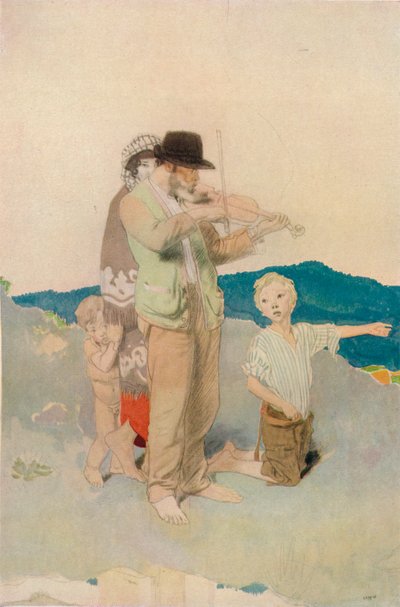 عازف الكمان ، دراسة للمجموعة المركزية في زفاف واي سايد ، c1923 بواسطة وليام نيوينهام مونتاج أوربن