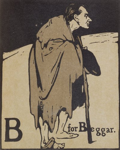 B للمتسول ، رسم توضيحي من "An Alphabet" ، نشره William Heinemann بواسطة وليام نيكلسون