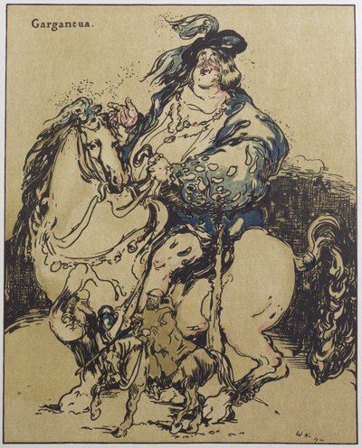 Gargantua ، رسم توضيحي من "شخصيات الرومانسية" ، نُشر لأول مرة عام 1900 (لون ليثو) بواسطة وليام نيكلسون