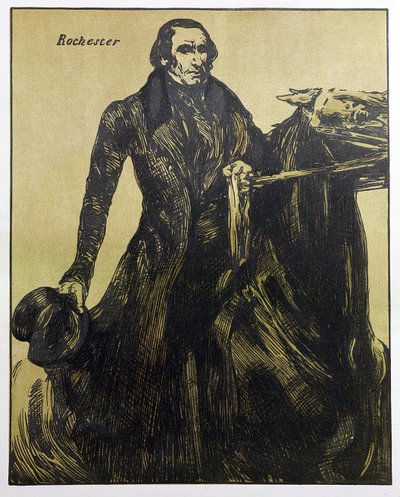 روتشستر ، رسم توضيحي من "شخصيات الرومانسية" ، نُشر لأول مرة عام 1900 (لون ليثو) بواسطة وليام نيكلسون