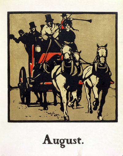 شهر أغسطس ، من كتاب "An Almanac of Twelve Sports" ، بكلمات روديارد كيبلينج ، نشره لأول مرة ويليام هاينمان بواسطة وليام نيكلسون