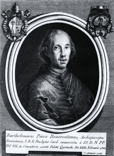Portrait of Bartolomeo Pacca (1756-1844), Italian cardinal, engraving بواسطة الكسندر جبرائيل (بعد) ديكامبس
