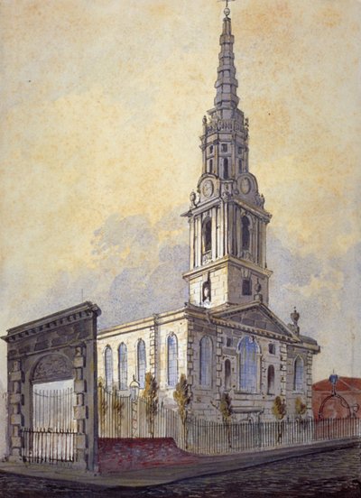 كنيسة سانت جايلز إن ذا فيلدز ، هولبورن ، لندن ، c1815. بواسطة وليام بيرسون