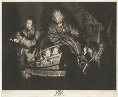 فيلسوف يلقي محاضرة عن المندل بواسطة William Pether after Joseph Wright