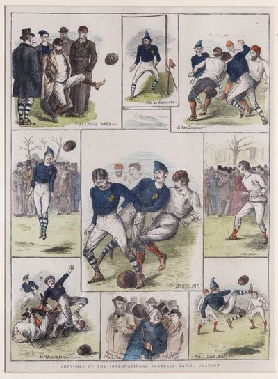 اسكتشات في مباراة كرة القدم الدولية ، غلاسكو ، 1872 بواسطة William Ralston