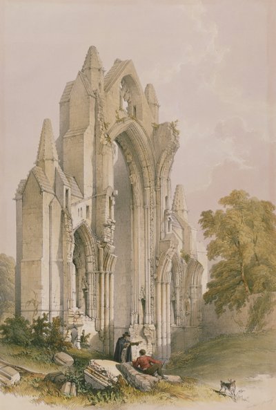 Guisborough Priory ، الجزء الداخلي من الطرف الشرقي ، من الأطلال الرهبانية في يوركشاير ، منقوش بواسطة جورج هوكينز (1819-52) ، 1842 بواسطة وليام ريتشاردسون