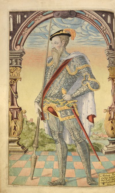 ألفونسو الحادي عشر ، ملك قشتالة عناد ليون ، من Honor Military ، و Civill ، William Segar ، حانة. روبرت باركر ، لندن ، 1602 (نقش ملون باليد) بواسطة وليام روجرز