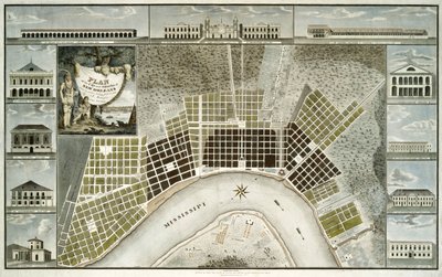 مخطط مدينة وضواحي نيو أورليانز ، 1817 بواسطة وليام رولينسون