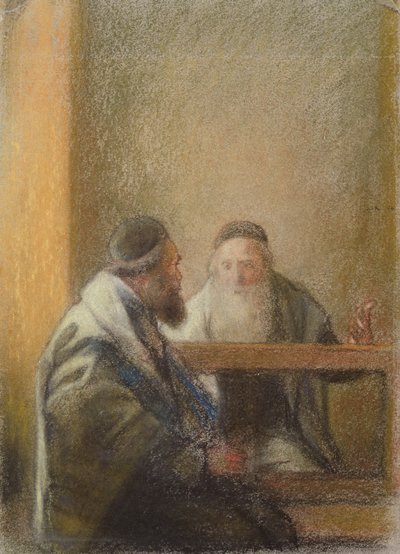 داخلي مع اثنين من رابيز (باستيل على ورق) بواسطة وليام روثنشتاين