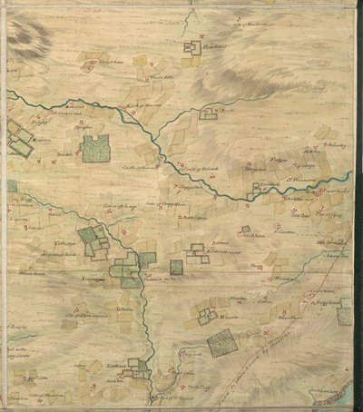Roy Map 19 / 3f: المنطقة المحيطة بـ Colliston ، في Forfarshire (أو Angus) ، من Roy Military Survey of Scotland بواسطة وليام روي