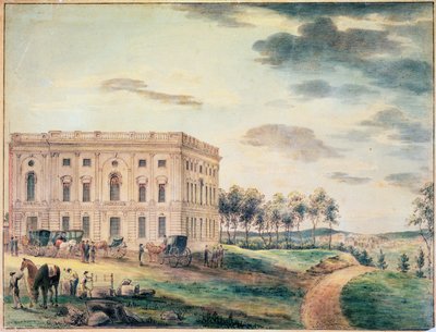 منظر للكابيتول في واشنطن قبل أن يحرقه البريطانيون ، c.1800 (مرحاض على الورق) بواسطة وليام راسل بيرش