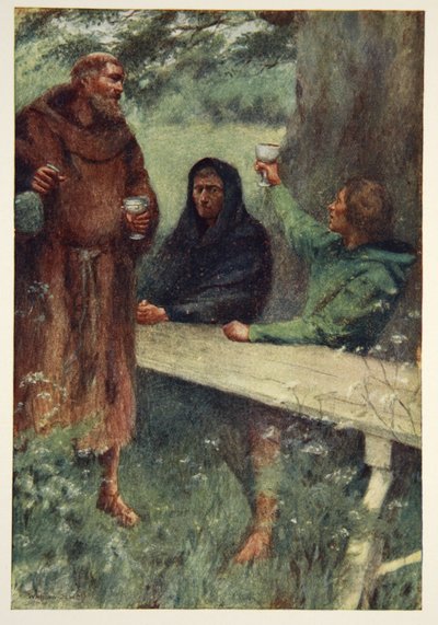 روبن هود والراهب الأسود ، صورة من "أساطير البطل وأساطير العرق البريطاني" بقلم MI Ebbutt ، 1910 بواسطة وليام سيويل