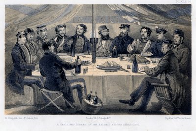 عشاء عيد الميلاد على المرتفعات قبل سيباستوبول ، c1850. بواسطة وليام كريميا سيمبسون