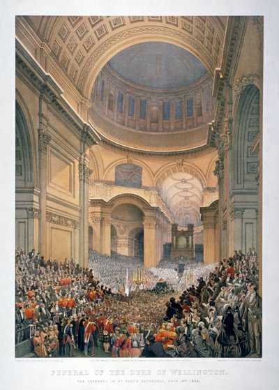 من الداخل لكاتدرائية القديس بولس أثناء جنازة دوق ويلينجتون ، لندن ، 1852 1853. بواسطة وليام سيمبسون
