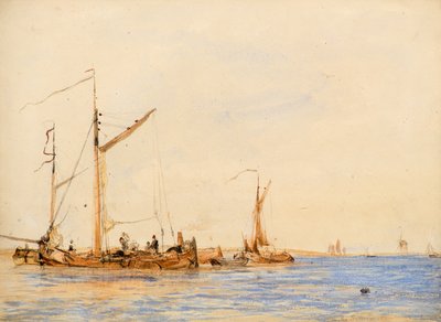 مشهد النهر [أو على نهر شيلدت في أنتويرب] ، حوالي عام 1836 (ألوان مائية) بواسطة وليام سيمسون