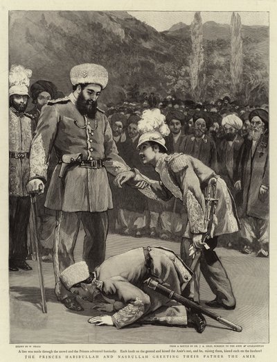 الأميران حبيب الله ونصر الله يحييان والدهما الأمير بواسطة وليام سمول