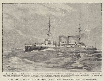 حداثة في المناورات البحرية ، تم تركيب HMS Juno على التلغراف اللاسلكي بواسطة وليام ت. مود